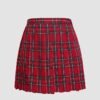 Plaid Check Print Pleated Skirt