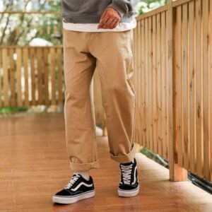 Loose Solid Straight-Leg Pants For Men