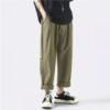 Simple Design Solid Color Loose Casual Long Pants