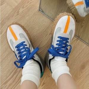 Casual Sports Contrast Color Lace Up Women Sneakers